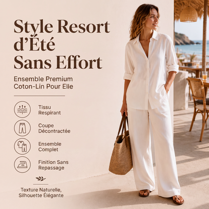 Ensemble chemise décontractée pour femme et pantalon à jambes larges