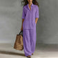 Ensemble chemise décontractée pour femme et pantalon à jambes larges