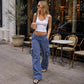 🌙 OFFRE LIMITÉE -50% ! 💕 Pantalon cargo vintage à jambes larges pour femme