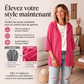 Cardigan en maille à capuche pour femme, manches 3/4