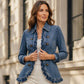 Veste en jean à volants et double boutonnage pour femme