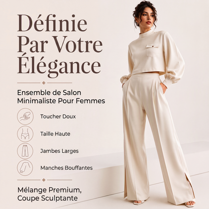 Ensemble haut court décontracté et pantalon à jambes larges pour femme