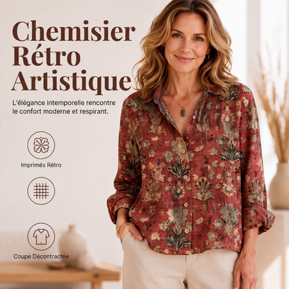 ✨ Chemise Femme Imprimée Vintage – Style Chic, Décontracté & Intemporel