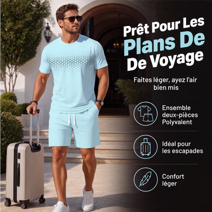 ✨ Ensemble Homme 2 Pièces – T-Shirt & Short Décontractés, Confortables & Polyvalents