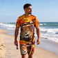 ✨ Ensemble Homme 2 Pièces – T-Shirt à Motif Animalier & Short Décontracté