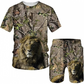 ✨ Ensemble Homme 2 Pièces – T-Shirt à Motif Animalier & Short Décontracté