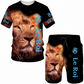 ✨ Ensemble Homme 2 Pièces – T-Shirt à Motif Animalier & Short Décontracté