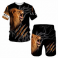 ✨ Ensemble Homme 2 Pièces – T-Shirt à Motif Animalier & Short Décontracté