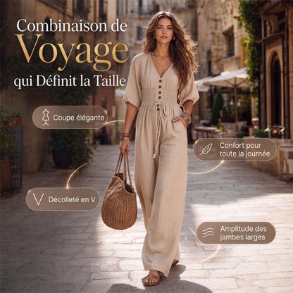 ✨ Combinaison Femme Col V – Taille Marquée & Coupe Élégante