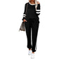✨ Ensemble Femme 2 Pièces Color Block – Sweat à Col Rond & Pantalon Décontracté