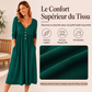 📢📢50% DE RÉDUCTION !! ⏰Robe plissée à col V et boutons pour femme