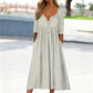 📢📢50% DE RÉDUCTION !! ⏰Robe plissée à col V et boutons pour femme
