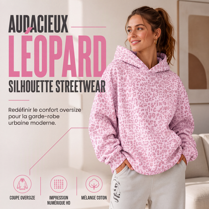 🌸 OFFRE LIMITÉE –50% ! ✨ Sweat à capuche léopard pour femme