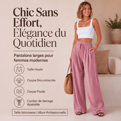 🌸 OFFRE LIMITÉE –50% ! ✨ Pantalon large plissé fluide décontracté pour femme