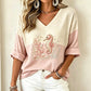 🌸 OFFRE LIMITÉE –50% ! ✨ T-shirt imprimé à col en V pour femme