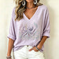 🌸 OFFRE LIMITÉE –50% ! ✨ T-shirt imprimé à col en V pour femme