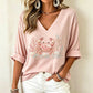 🌸 OFFRE LIMITÉE –50% ! ✨ T-shirt imprimé à col en V pour femme