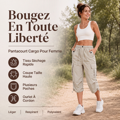 Pantalon cargo capri léger et à séchage rapide pour femme
