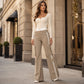 Pantalon cargo droit à bandes latérales pour femme