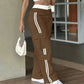 Pantalon cargo droit à bandes latérales pour femme