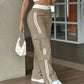 Pantalon cargo droit à bandes latérales pour femme