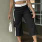 Pantalon cargo capri de sport femme à bandes latérales