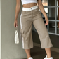 Pantalon cargo capri de sport femme à bandes latérales