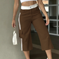 Pantalon cargo capri de sport femme à bandes latérales