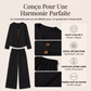 Ensemble pour femme : haut à col V à manches longues et pantalon large