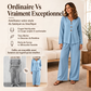 Ensemble pour femme : haut à col V à manches longues et pantalon large
