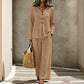 Ensemble pour femme : haut à col V à manches longues et pantalon large