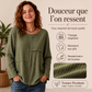 Haut à col rond pour femme avec patchwork texturé