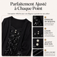 Haut féminin à paillettes et patchwork, style faux deux-pièces