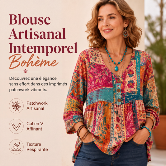 Blouse décontractée col V coupe ample pour femme