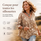 Blouse décontractée col V coupe ample pour femme