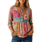 Blouse décontractée col V coupe ample pour femme