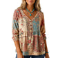 Blouse décontractée col V coupe ample pour femme