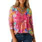 Blouse décontractée col V coupe ample pour femme