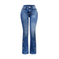 Jean flare délavé taille haute pour femme