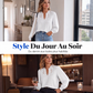 Blouse Femme à Col V avec Détails en Dentelle