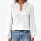 Blouse Femme à Col V avec Détails en Dentelle