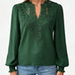 Blouse Femme à Col V avec Détails en Dentelle
