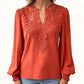 Blouse Femme à Col V avec Détails en Dentelle