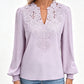 Blouse Femme à Col V avec Détails en Dentelle