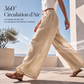 Pantalon Large Femme en Mélange Coton-Lin