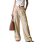 Pantalon Large Femme en Mélange Coton-Lin