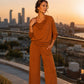 Ensemble Femme 2 Pièces – Col Bénitier & Pantalon Large