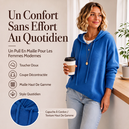 🔥 -53 % | 🧶 Pull à Capuche en Maille Femme – Style Cosy & Décontracté