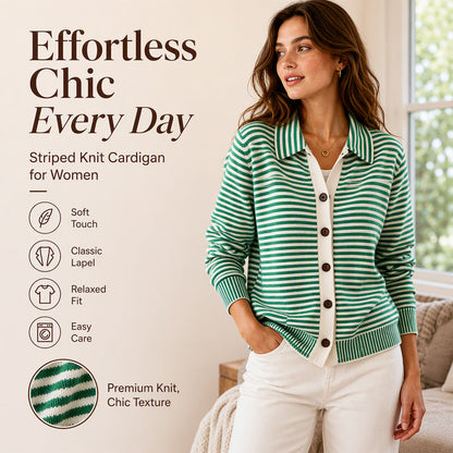 Cardigan Femme Rayé en Maille