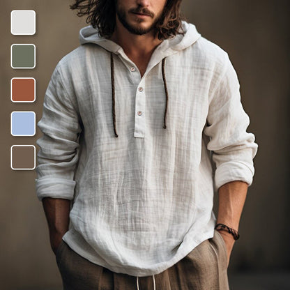 Sweat à Capuche Homme avec Boutons – Coton & Lin